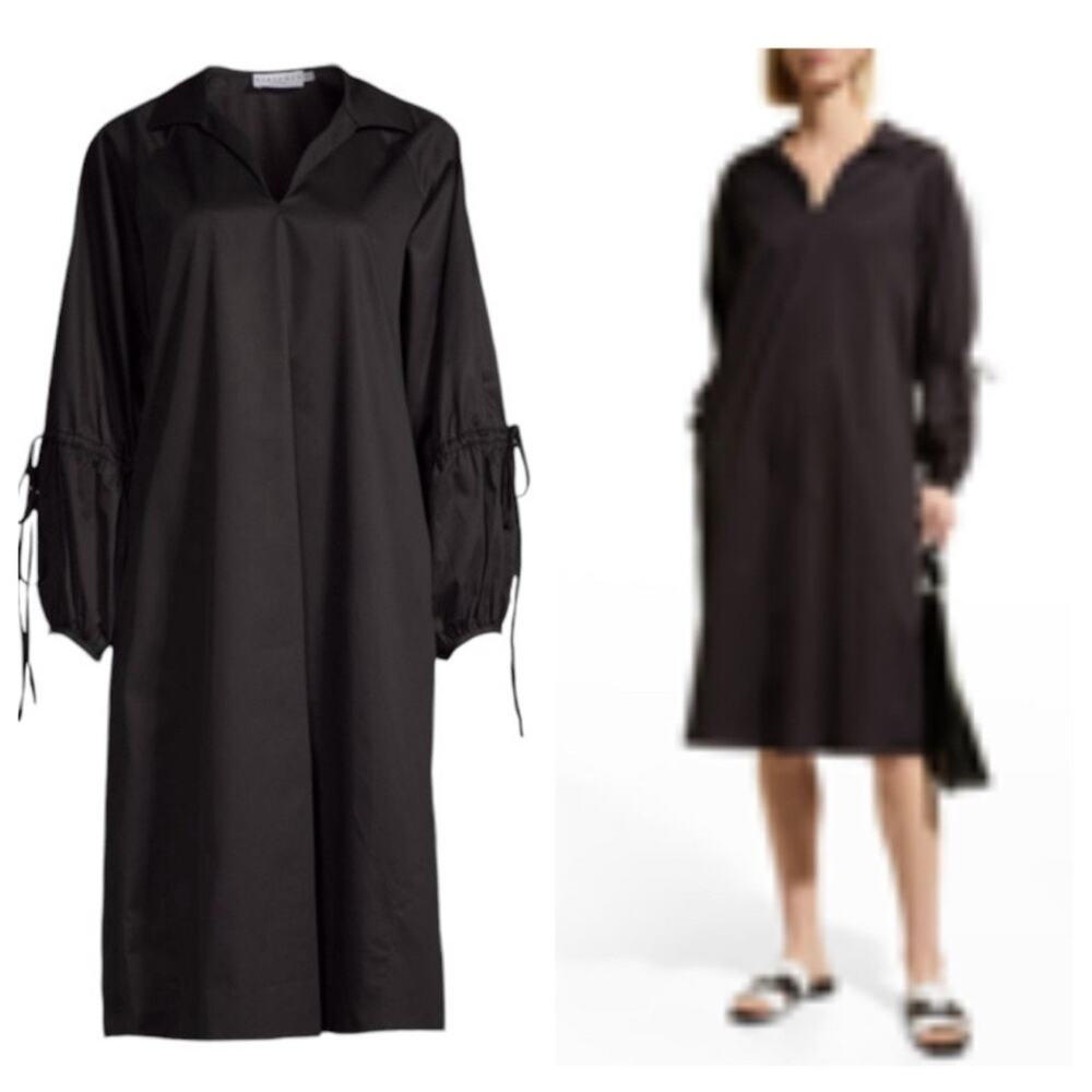 NWT HARSHMAN LOS ANGELES Women’s Black Tara Midi Shift Dress With Pockets